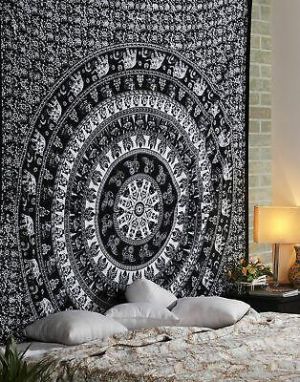 psychonoutstyle Wall clothe Black and white mandala