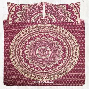 psychonoutstyle Bed sheets red and white mandala