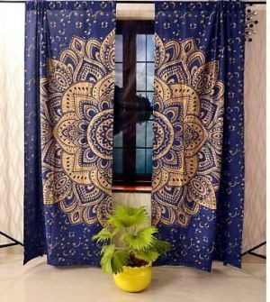 psychonoutstyle curtains blue and yellow